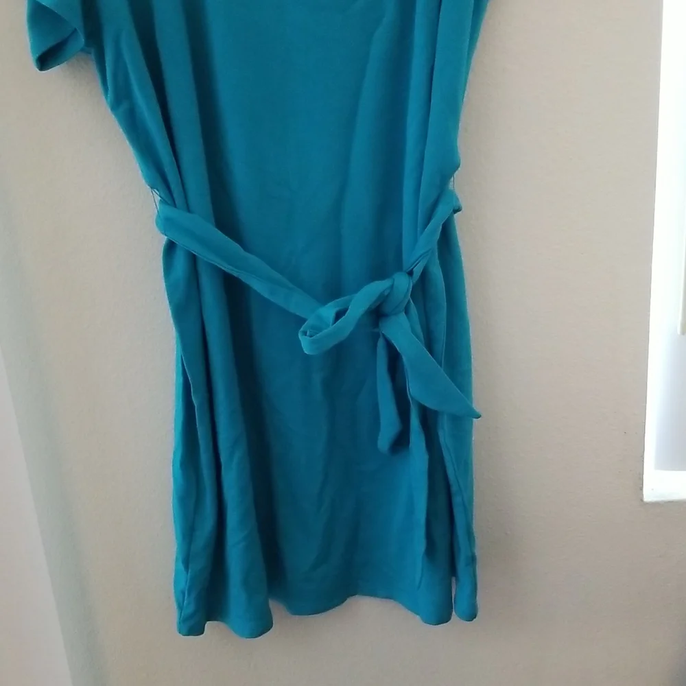 Torrid french terry teal off shoulder tshirt dress. Size 3x 22-24 - Picture 6 of 10